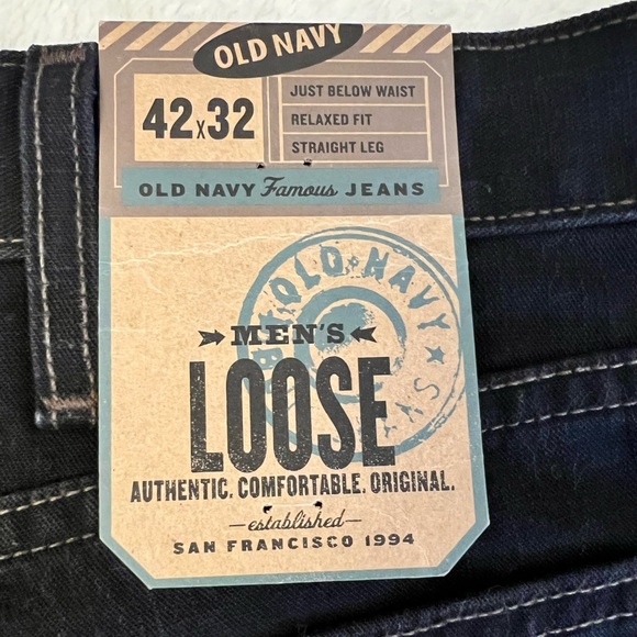 Men’s Old Navy Loose Fit Relaxed Straight Leg Black Jeans, 42x32, NWT - Picture 6 of 6